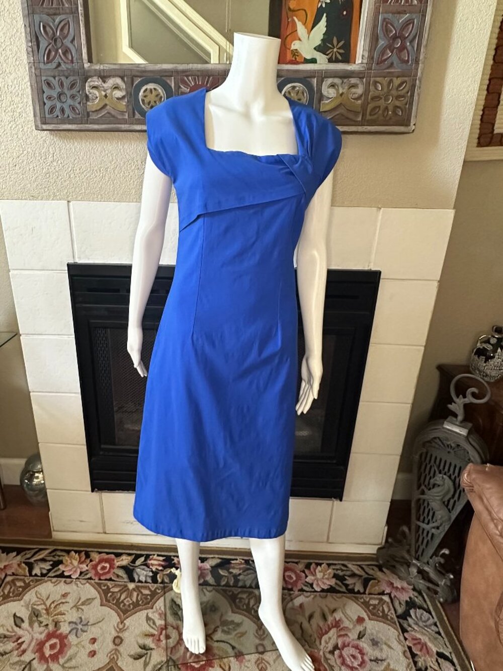 Tatyana Ella Blue sheath Dress XL zip closure retro inspired